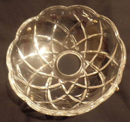NEW 4" Pressed Glass Round Lamp Prism Chandelier Bobeche w/ 4 Brass Pins #BB900 - Stone Door Lamps