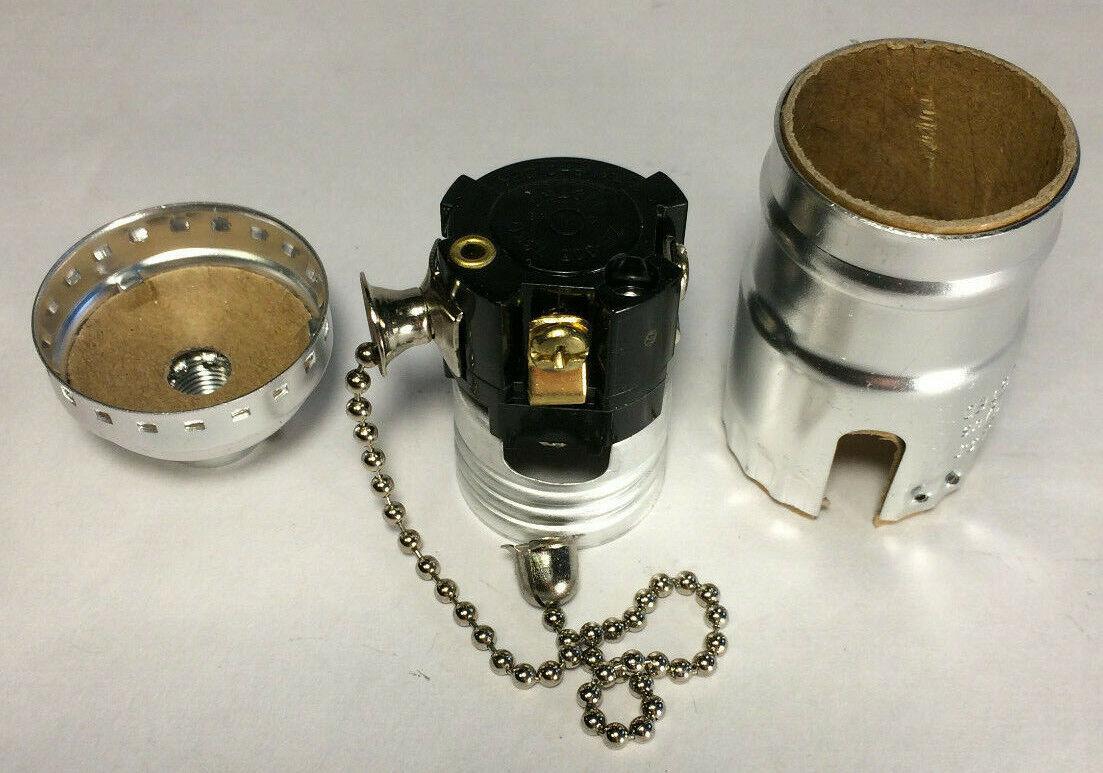 New Pull Chain Lamp Socket (On/Off) Medium Base With Nickel Finish SO320N - Stone Door Lamps