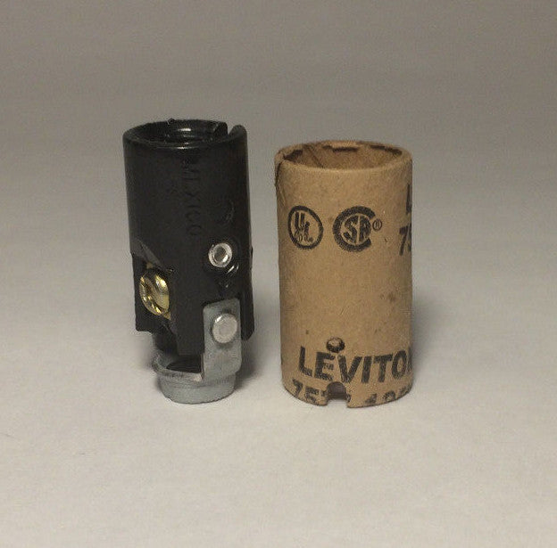 Leviton KEYLESS CANDLE CANDELABRA BASE SOCKET w/ 1/8" HICKEY & INSULATOR #SO230