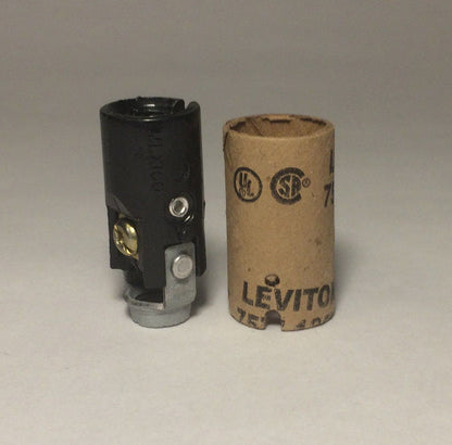 Leviton KEYLESS CANDLE CANDELABRA BASE SOCKET w/ 1/8" HICKEY & INSULATOR #SO230