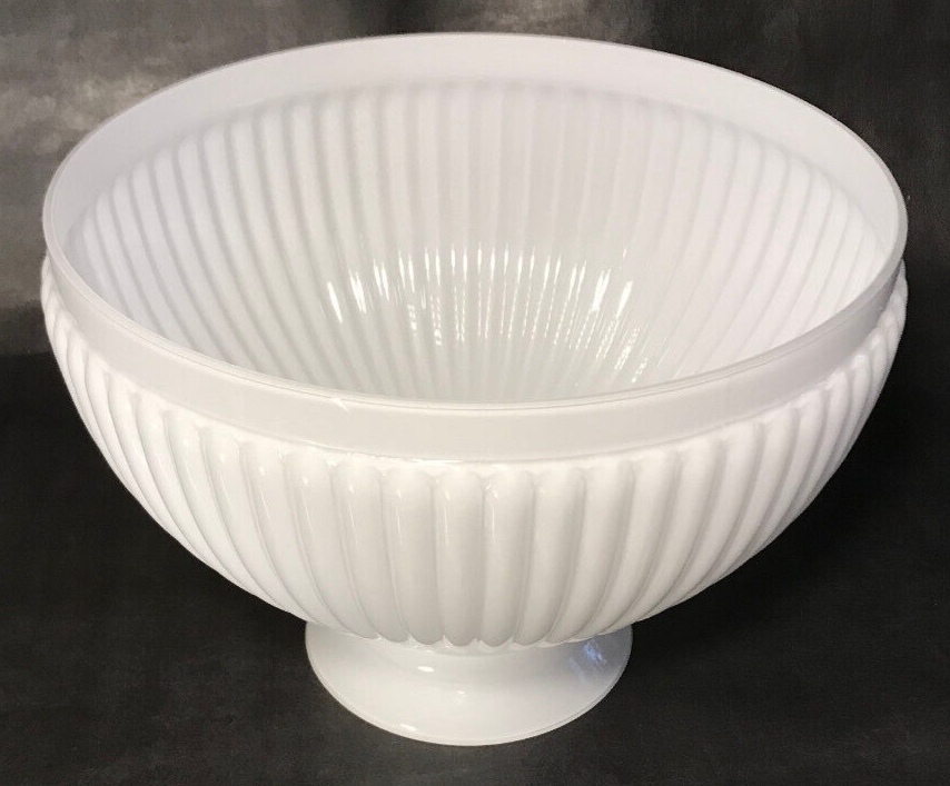 New 10" Clear Over Opal White Cased Glass Ribbed Student Lamp Shade #SH000C