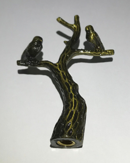 New 2 7/8" Cast Brass Tree Of Life Lamp Finial w/ Antique Finish, 1/4-27F Tap