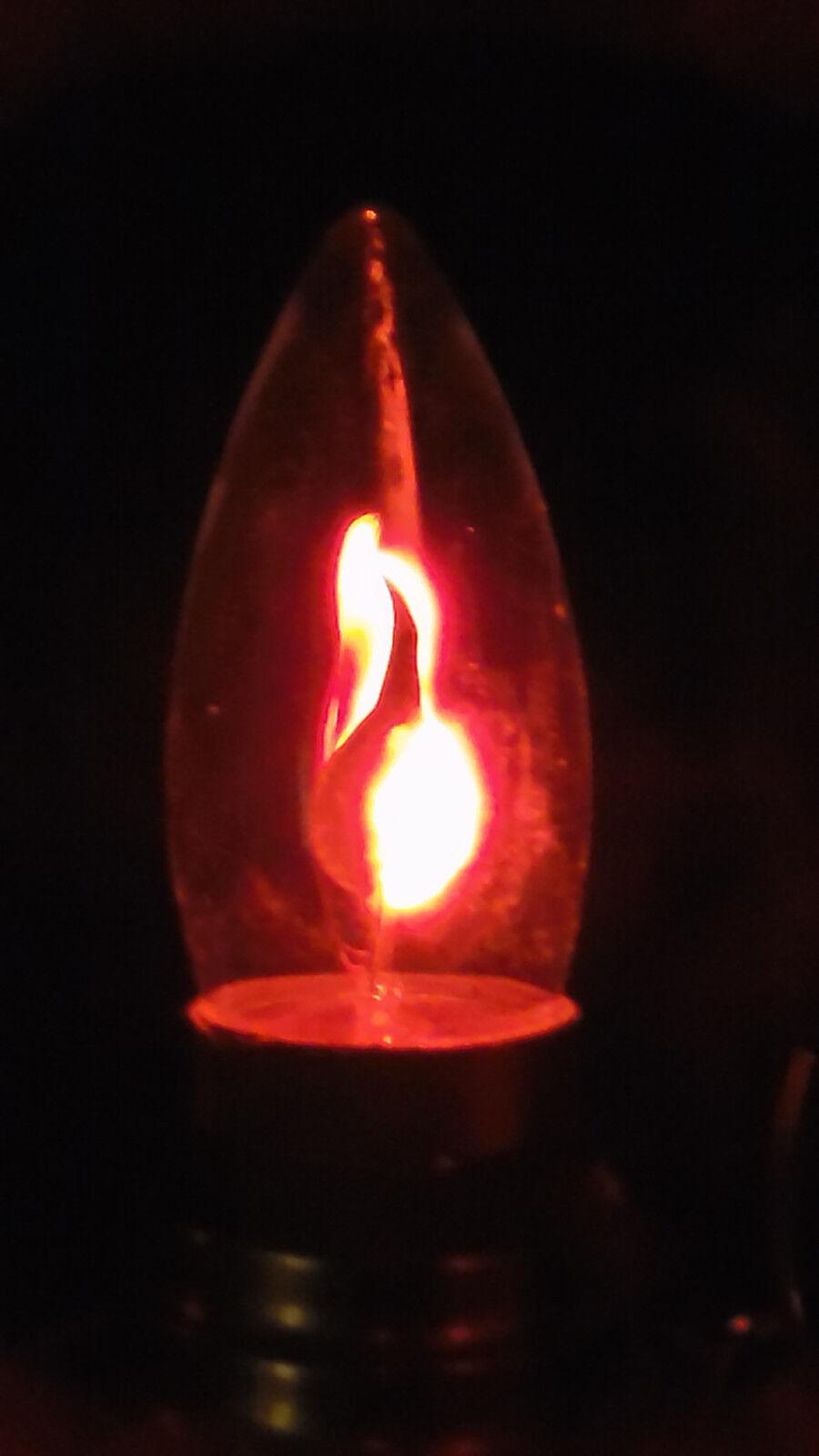 FLICKER FLAME CLEAR LIGHT BULB 3w 3 watt CA - 5 CANDELABRA BASE FIRE 1500 HOURS 72 - Stone Door Lamps