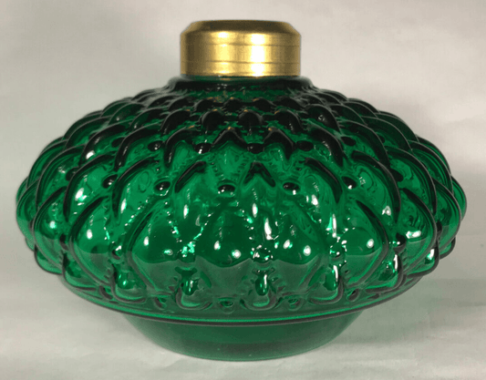 New Dark Green Diamond Quilted Glass Bracket Lamp Font w/ #2 Collar, #BF325 - Stone Door Lamps