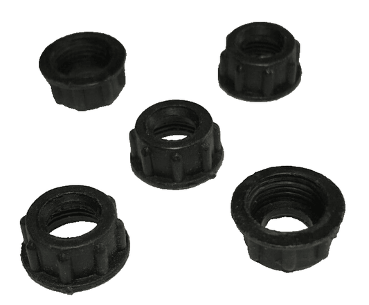 New, Lot of 5, Black Bakelite (Plastic) Lamp Cord Bushings, 1/8F Tap (3/8") #901 - Stone Door Lamps
