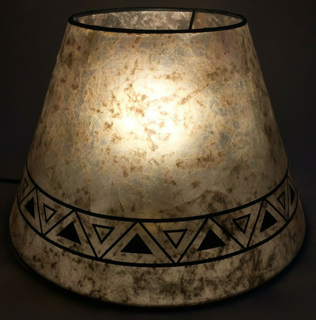 New Parchment Color Empire Shaped Mica Lamp Shade W/ Geometric Design Print 709N