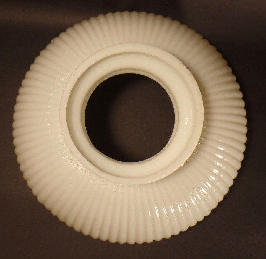 New 10" Opal White Milk Glass Ribbed Student Lamp Shade, Low Top, USA Made SH005 - Stone Door Lamps