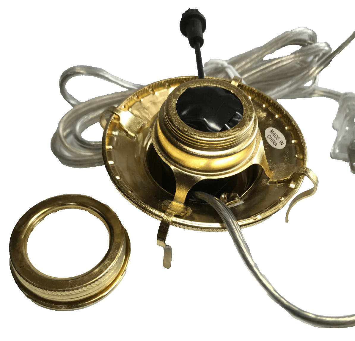 New Brass Plated #2 Electric Lamp Burner With 6 ft. Silver Cord #EB219 - Stone Door Lamps
