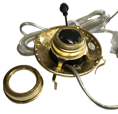 New Brass Plated #2 Electric Lamp Burner With 6 ft. Silver Cord #EB219 - Stone Door Lamps