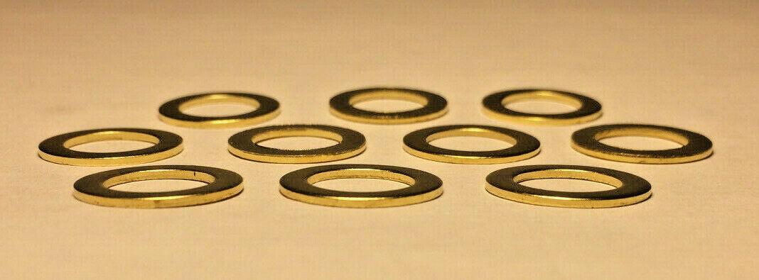 New Lot of 10, 5/8" Brass Plated Steel Washer Lamp Part, 1/8IP Slip (3/8") SW729 - Stone Door Lamps