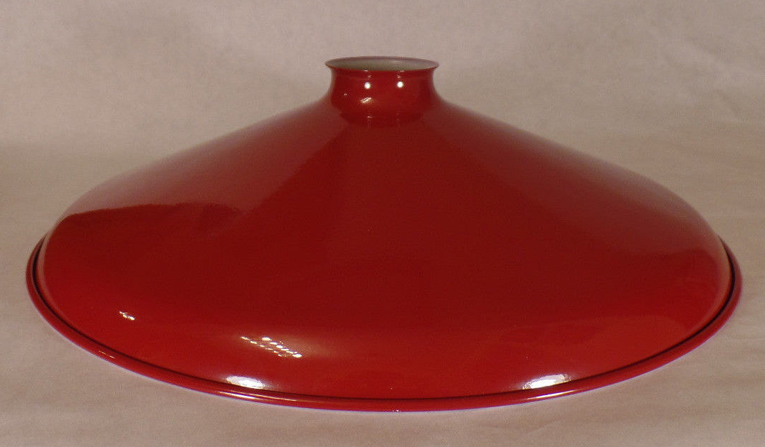 New 14" Red Metal Industrial Lamp Shade, Porcelain Enamel Finish, 2 1/4" Fit.