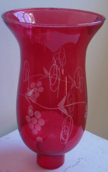 Grapes Cranberry Glass Hurricane Lamp Shade Candle Chandelier Light, 5" x 8 1/4" - Stone Door Lamps