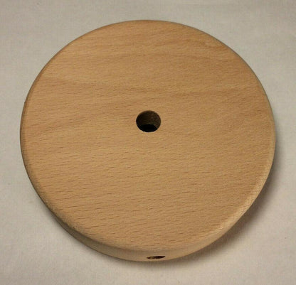 New 4" Modern Style Disc Shaped Rustic Wooden Lamp Base w/ Wire Way Hole #WB312U - Stone Door Lamps