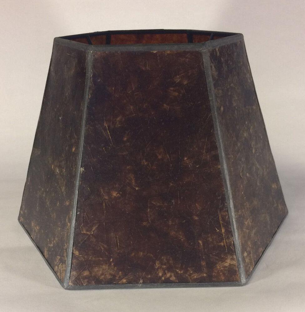 7" x 12" x 7 1/2" Antique Amber Hexagon Style Mica Bridge Floor Lamp Shade 703M - Stone Door Lamps