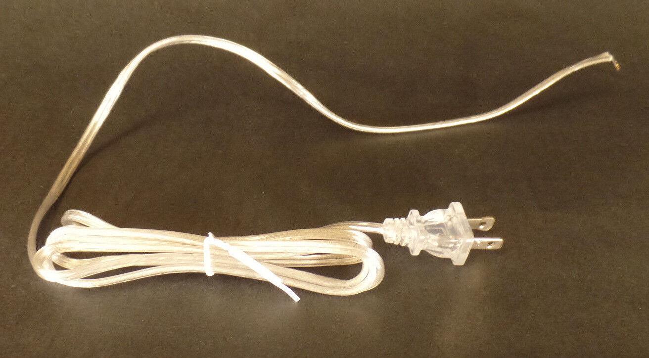 NEW 6' Clear Silver 18/2 Plastic Covered Lamp Cord Plug Set SPT - 1, U.L. #CS703 - Stone Door Lamps