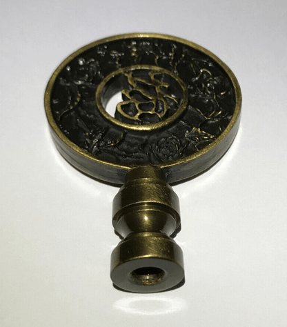 New 2 13/16" Brass Oriental Lamp Finial, Antique Brass Finish, 1/4 - 27F #BF167A - Stone Door Lamps
