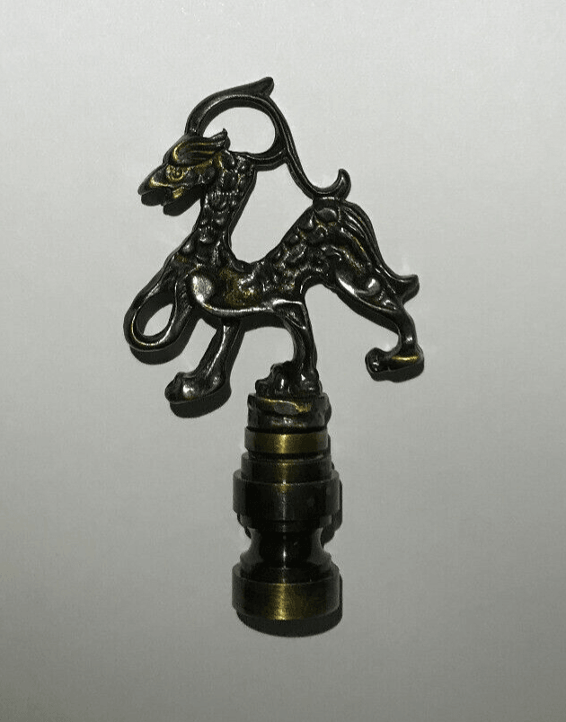New 2 11/16" Brass Oriental Lamp Finial, Antique Brass Finish, 1/4 - 27F #BF166A - Stone Door Lamps