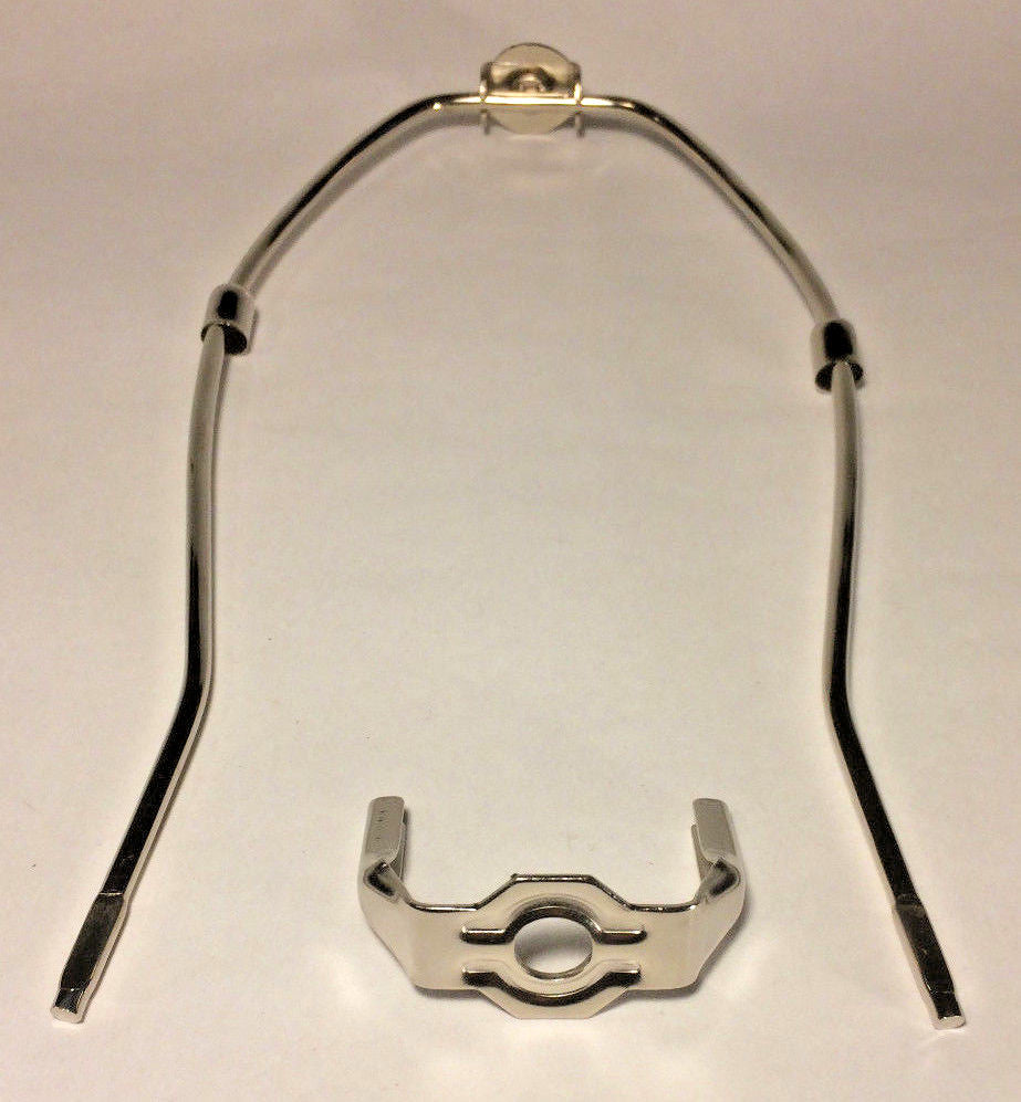 New 11" Nickel Finish Lamp HARP Shade Holder w/Base for Lamp Repair Lamp Part