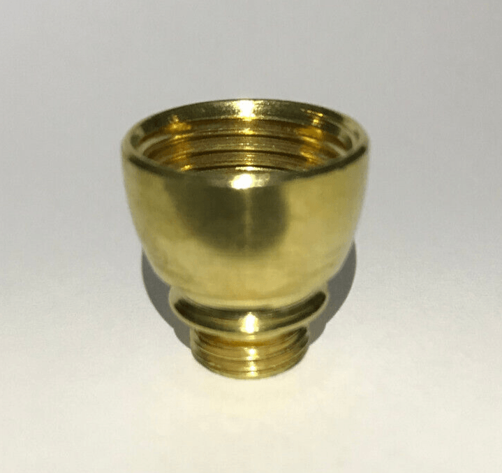 New 3/4" Unfinished Brass Cut Nozzle Adapter, 3/8F (5/8") to 1/8M (3/8") Thread - Stone Door Lamps