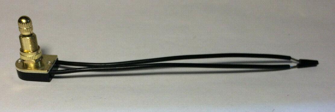 New Tall Brass On/Off Rotary Canopy Switch, 5/8" Shank, 6" Long Wire Leads RS406 - Stone Door Lamps