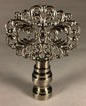 New 2 3/8" Solid Brass Die Cast Rosette Lamp Harp Finial, Satin Nickel #LF129S