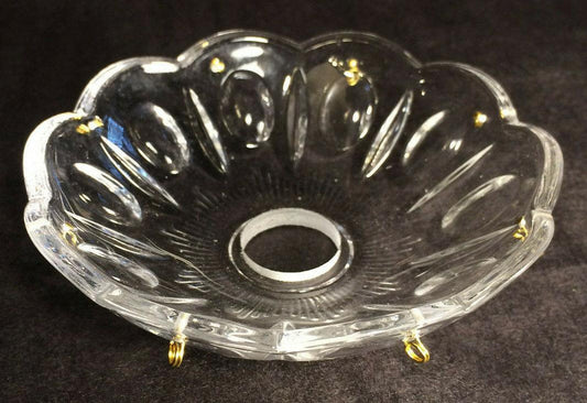 NEW 4.75" Pressed Glass Round Lamp Prism Chandelier Bobeche w/ 8 Brass Pins #924 - Stone Door Lamps