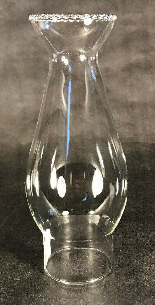 2 1/16"X6 3/4" Clear Glass Crimp Top Pearl Lotus Lamp Chimney F/ #0 Eagle Burner