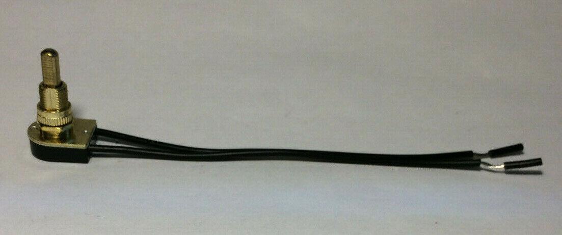 New On/Off Brass Plated Push Canopy Switch, 5/8" Shank, 6" Long Wire Leads CS407 - Stone Door Lamps