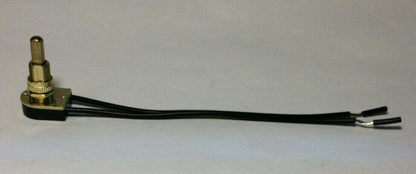 New On/Off Brass Plated Push Canopy Switch, 5/8" Shank, 6" Long Wire Leads CS407 - Stone Door Lamps