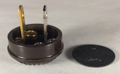 Brown Ribbed Embossed Early Electrical Style Plug for Antique Lamps + Insulator - Stone Door Lamps