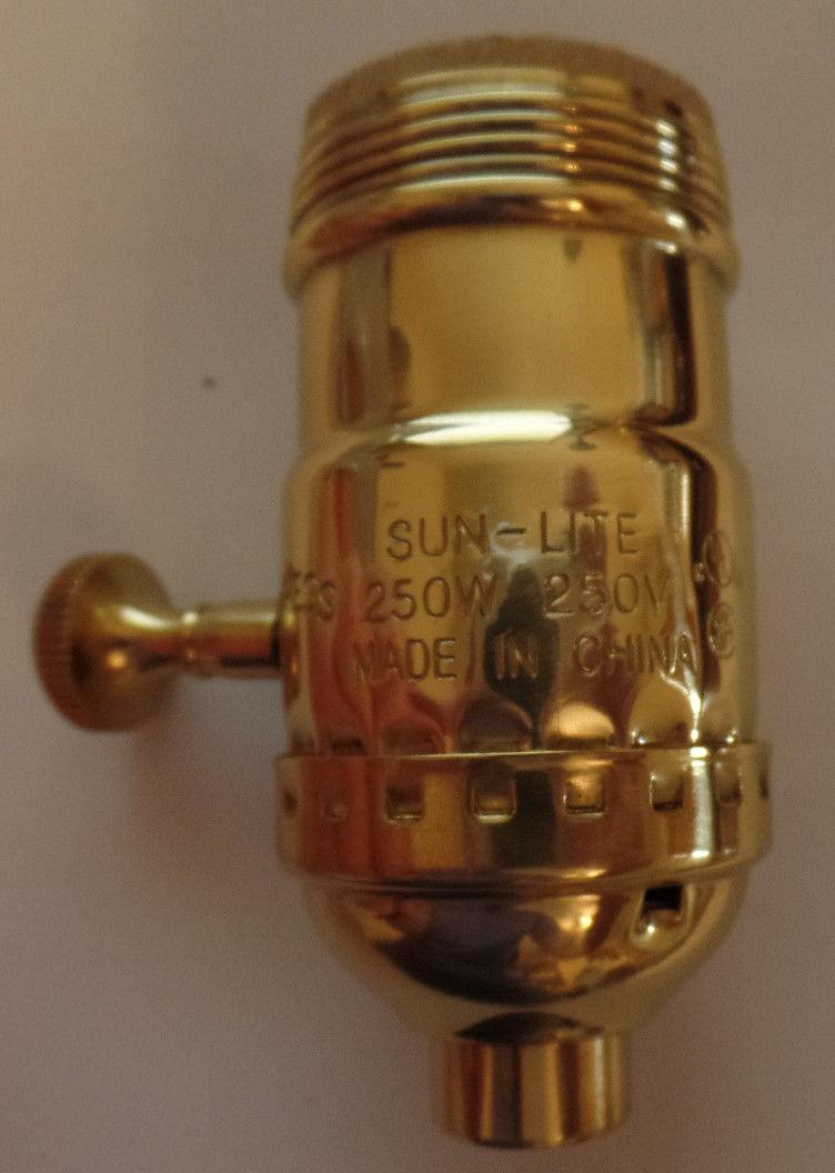 New On/Off Uno Thread Solid Brass Industrial Style Turn Knob Lamp Socket #SO272 - Stone Door Lamps