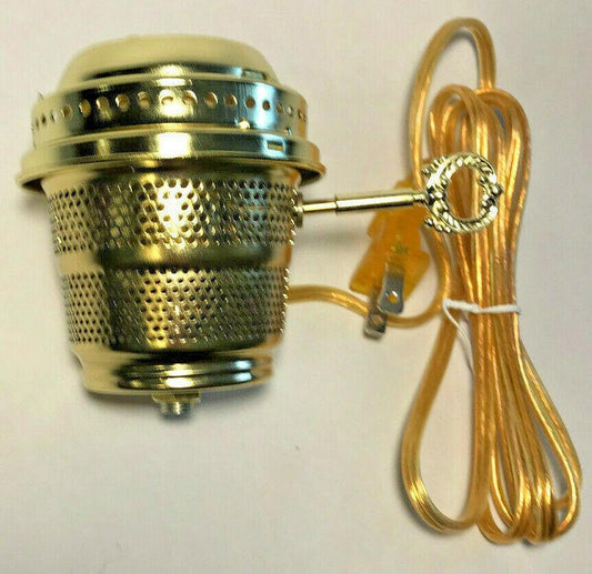 New Brass Electric Burner With 6ft. Gold Cord for Aladdin Brand Lamps #EB243