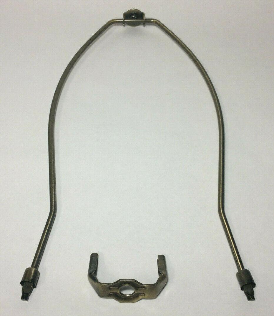 New 14" Lamp Harp w/ Antique Brass Finish, Heavy Weight, Protective Coating #66A - Stone Door Lamps