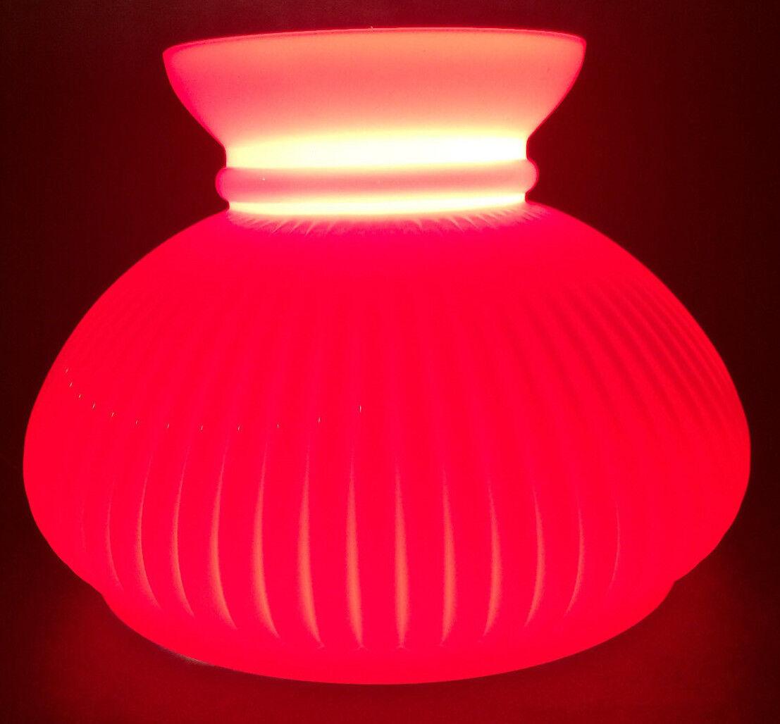 New 7" Cased Red Over Opal Ribbed Oil Student Table Glass Lamp Shade #7S648 - Stone Door Lamps