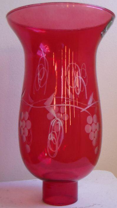 Grapes Cranberry Glass Hurricane Lamp Shade Candle Chandelier Light, 5" x 8 1/4" - Stone Door Lamps