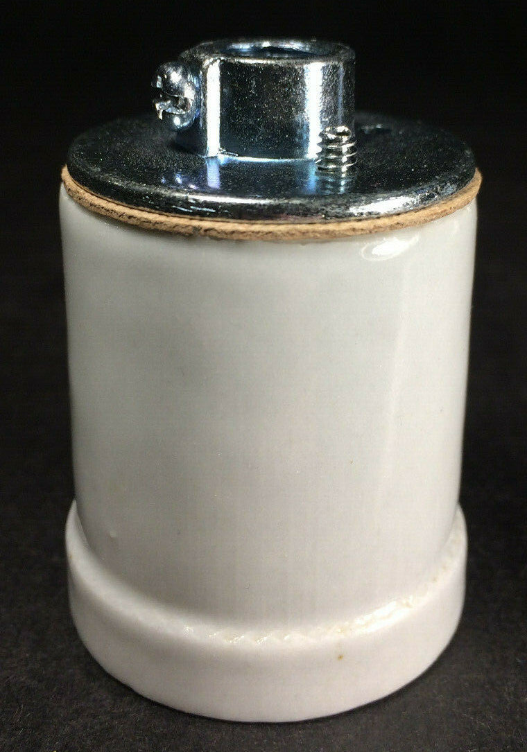 New Medium Base (E26) Keyless Glazed Porcelain Lamp Socket With Flange #PS712