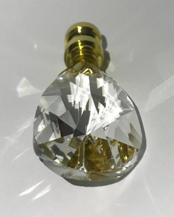 New 2 3/4" Lead Crystal Lamp Finial With Brass Base, 1/4-27F Tap, #CF141