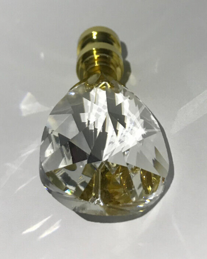 New 2 3/4" Lead Crystal Lamp Finial With Brass Base, 1/4-27F Tap, #CF141
