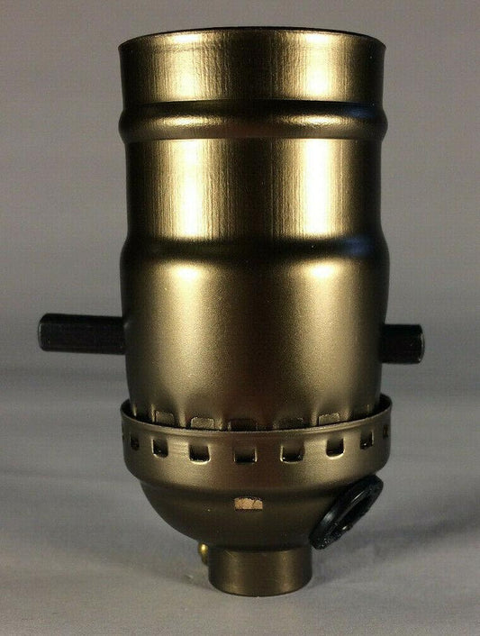 New Push - Thru Lamp Socket With Side Outlet For Cord, Antique Brass Finish #340A - Stone Door Lamps