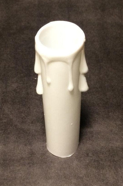 New 4" WHITE PLASTIC CANDELABRA SOCKET Chandelier CANDLE COVER WITH DRIPS #CC801 - Stone Door Lamps