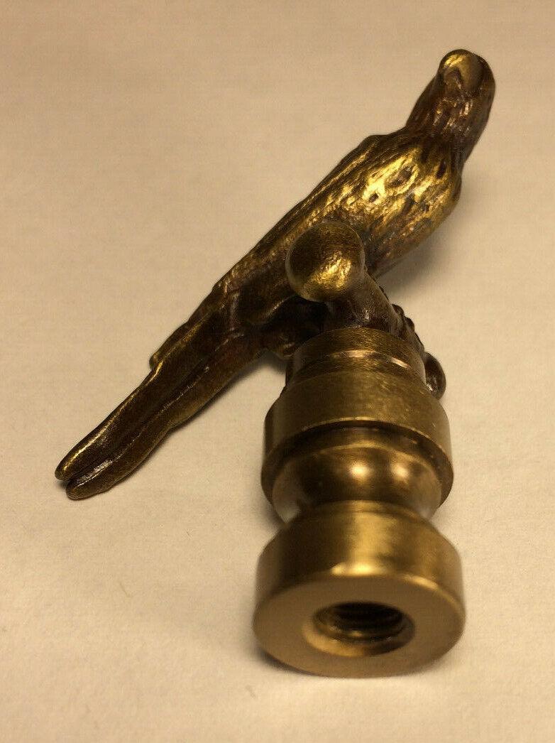 New 2 1/4" Zinc Die Cast Parrot Lamp Harp Finial, Antique Brass Finish #LF165A - Stone Door Lamps