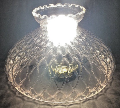 New 10" Student Lamp Shade Pink Crystal Glass Diamond Quilted, Crimp Top, #SH408