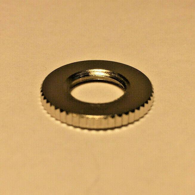 New Nickel Plated Brass Knurled Locknut, 1/8 IP Threads, 3/4" O.D. #LN720N - Stone Door Lamps