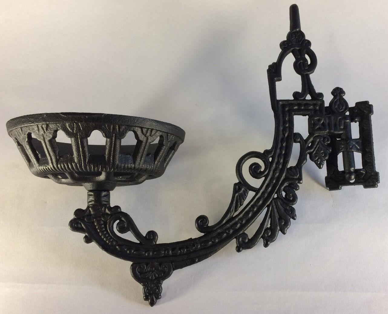 New Early American / Victorian Style 11" Cast Iron Wall Bracket For Oil Lamps - Stone Door Lamps