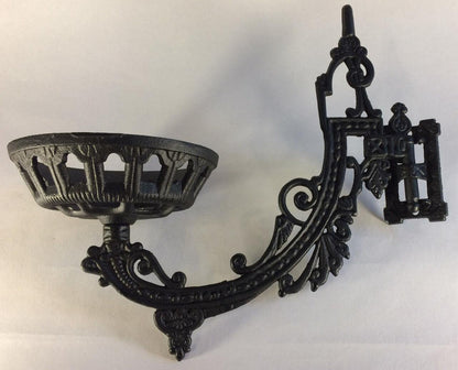New Early American / Victorian Style 11" Cast Iron Wall Bracket For Oil Lamps - Stone Door Lamps