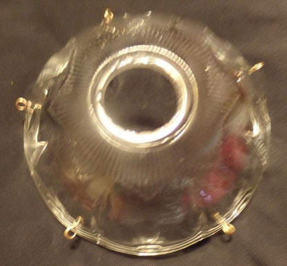 NEW 4" Pressed Glass Round Lamp Prism Chandelier Bobeche w/ 5 Brass Pins #BB902 - Stone Door Lamps