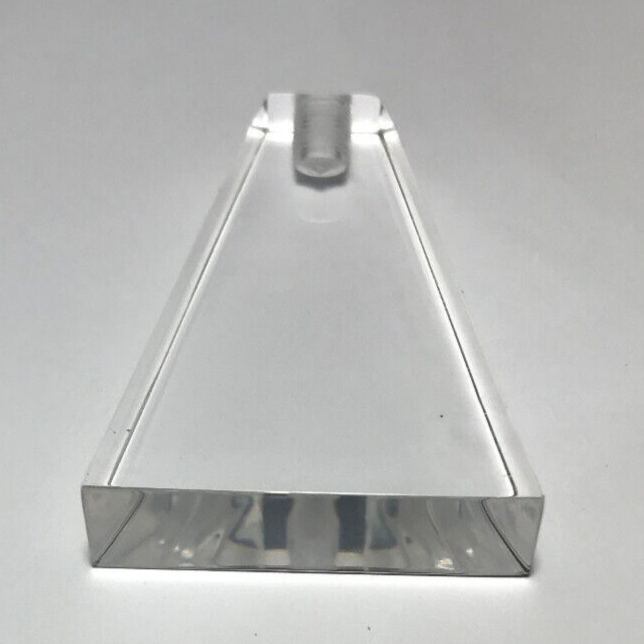 New Clear Acrylic Flat Triangle Lamp Harp Finial, 2 1/8" ht. 1/4-27F Tap (1/4")