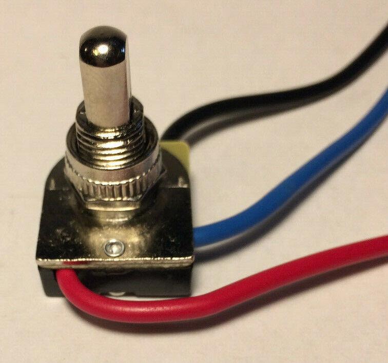 New 3 - way, 4 position Nickel Push Canopy Switch, 3/8" Shank, 6" Wire Leads #409N - Stone Door Lamps