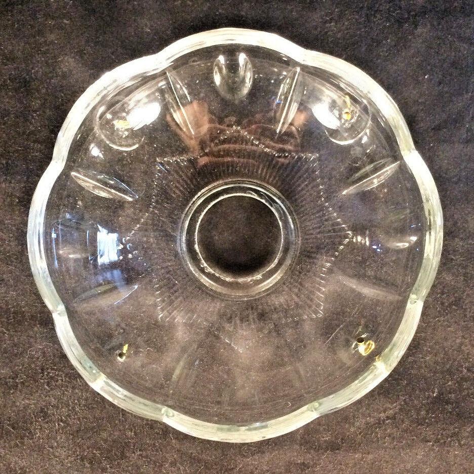 NEW 4" Pressed Glass Round Lamp Prism Chandelier Bobeche w/ 4 Brass Pins #BB914 - Stone Door Lamps