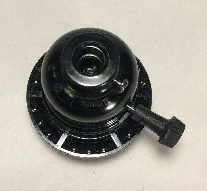 New Phenolic Bakelite 3 - Way Knob Lamp Socket With Threaded Shell and Ring #685 - Stone Door Lamps